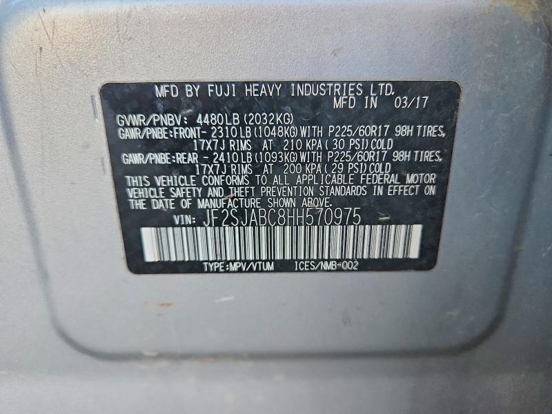 Aukcja sprzedaży 2017 Subaru Forester, vin: JF2SJABC8HH570975, numer aukcji: 68404776