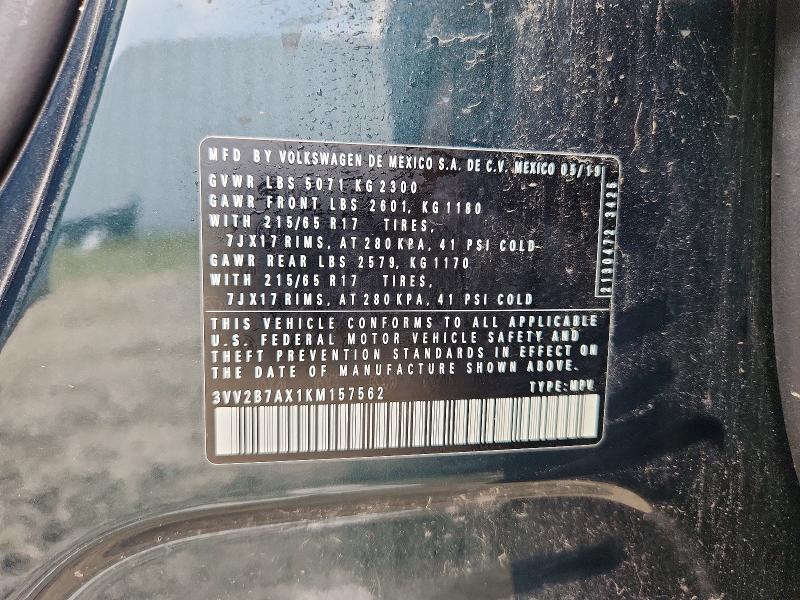 68233056 :رقم المزاد ، 3VV2B7AX1KM157562 vin ، 2019 Volkswagen Tiguan مزاد بيع