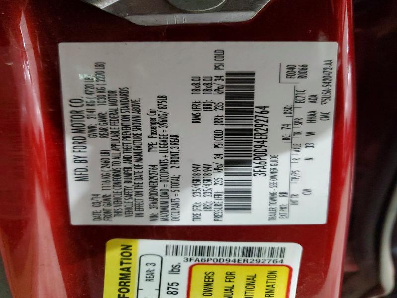 Продаж на аукціоні авто 2014 Ford Fusion, vin: 3FA6P0D94ER292764, номер лоту: 69253756