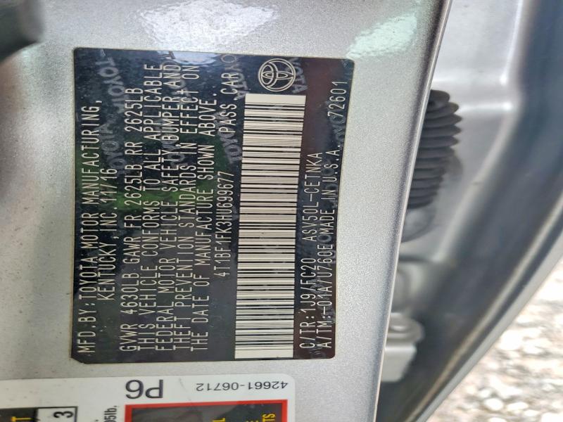 70695386 :رقم المزاد ، 4T1BF1FK3HU699677 vin ، 2017 Toyota Camry مزاد بيع