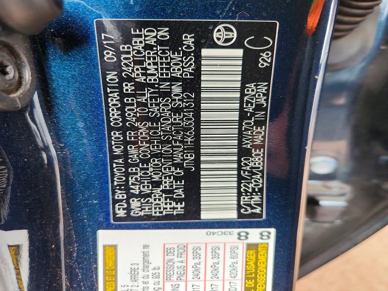 Aukcja sprzedaży 2018 Toyota Camry, vin: JTNB11HK6J3041312, numer aukcji: 70325846