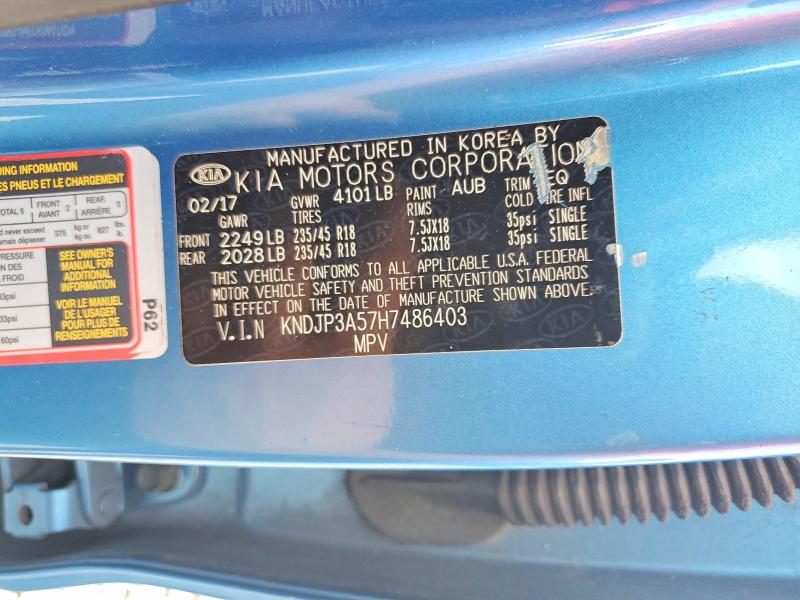 68409406 :رقم المزاد ، KNDJP3A57H7486403 vin ، 2017 Kia Soul مزاد بيع