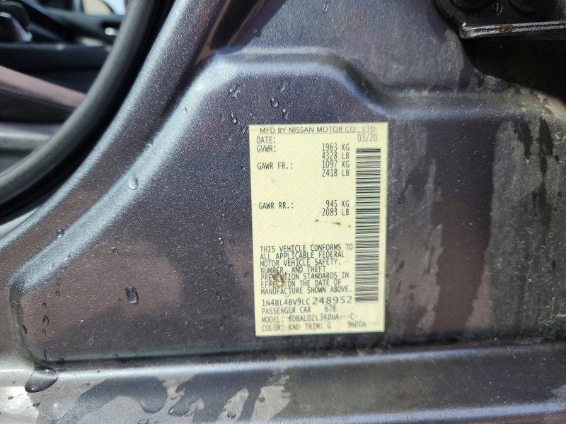 Auction sale of the 2020 Nissan Altima, vin: 1N4BL4BV9LC248952, lot number: 68591326