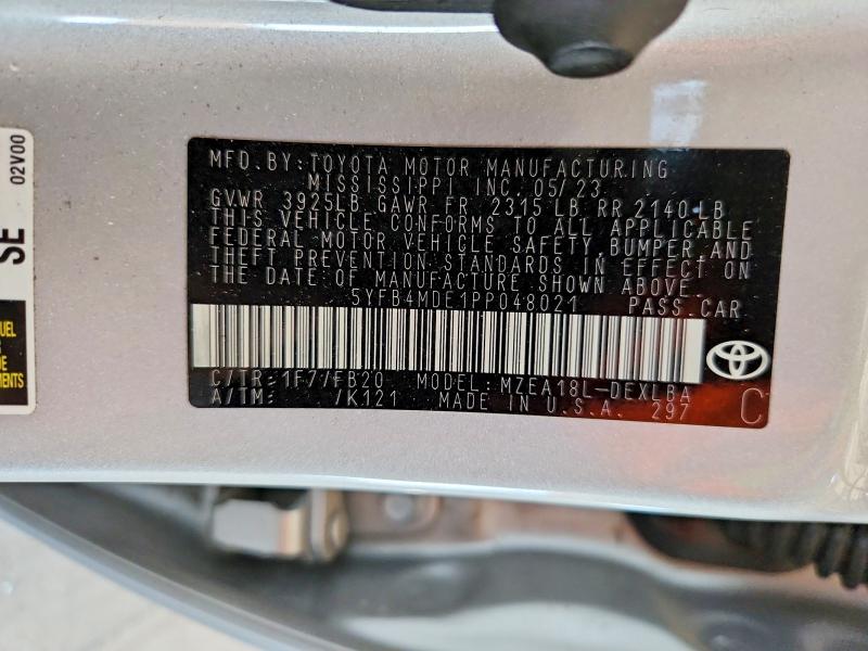 Aukcja sprzedaży 2023 Toyota Corolla, vin: 5YFB4MDE1PP048021, numer aukcji: 67740516