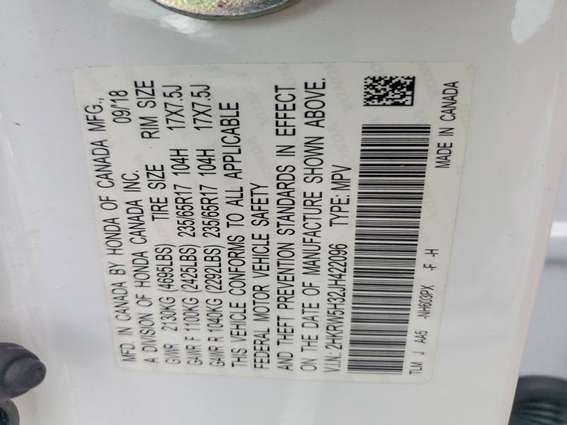 Продажа на аукционе авто 2018 Honda Cr-v, vin: 2HKRW5H32JH422096, номер лота: 68093226