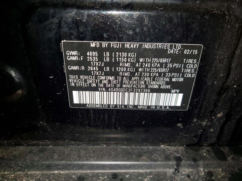70250306 :رقم المزاد ، 4S4BSBDC3F3297366 vin ، 2015 Subaru Outback مزاد بيع