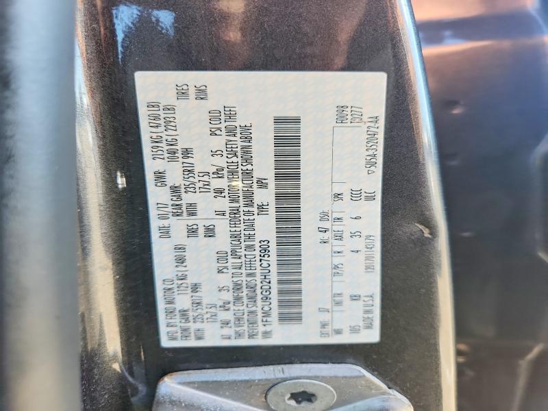 Продажа на аукционе авто 2017 Ford Escape, vin: 1FMCU9GD2HUC75903, номер лота: 67530316