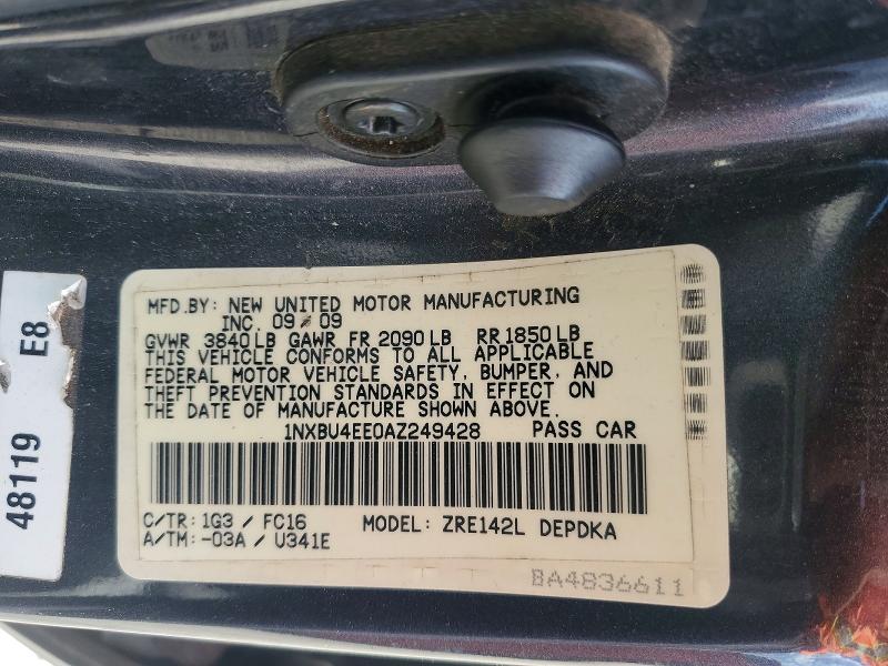 Aukcja sprzedaży 2010 Toyota Corolla, vin: 1NXBU4EE0AZ249428, numer aukcji: 69570446