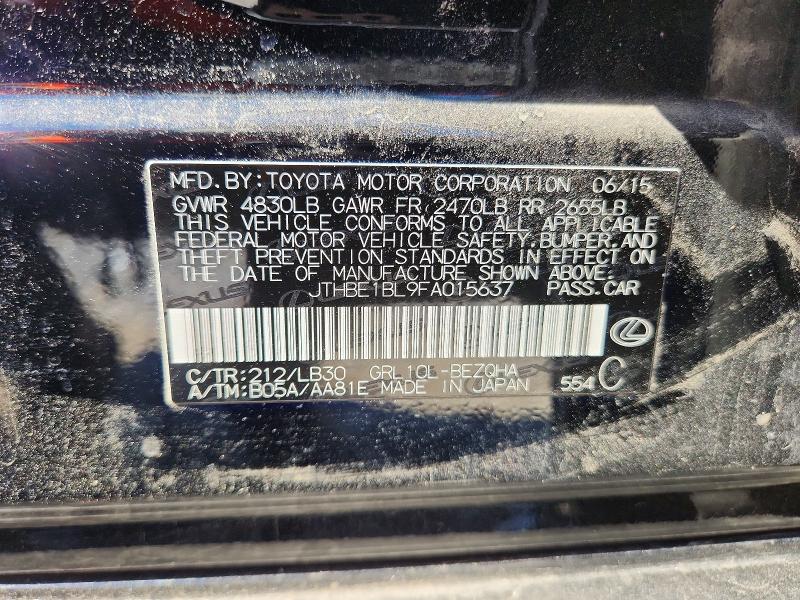 Aukcja sprzedaży 2015 Lexus Gs, vin: JTHBE1BL9FA015637, numer aukcji: 70652386