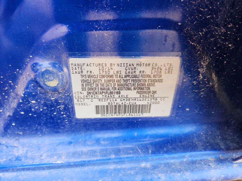 2015 Nissan Versa მანქანა იყიდება აუქციონზე, vin: 3N1CN7AP1FL861169, აუქციონის ნომერი: 69337516