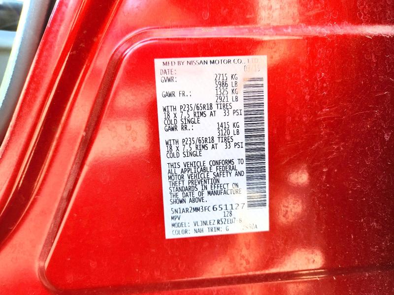 Aukcja sprzedaży 2015 Nissan Pathfinder, vin: 5N1AR2MM3FC651127, numer aukcji: 68015796