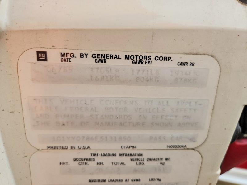 1985 Chevrolet Corvette მანქანა იყიდება აუქციონზე, vin: 1G1YY0784F5131850, აუქციონის ნომერი: 68418276