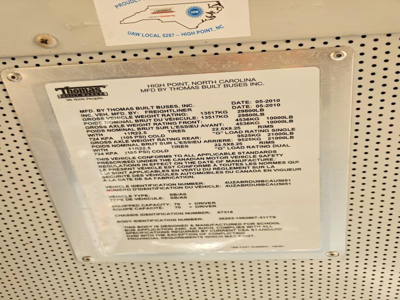 Продажа на аукционе авто 2011 Thomas Saf-t-liner C2, vin: 4UZABRDU9BCAU5051, номер лота: 65989356
