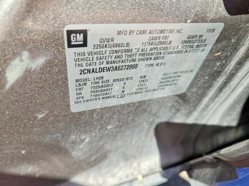 2010 Chevrolet Equinox მანქანა იყიდება აუქციონზე, vin: 2CNALDEW3A6272868, აუქციონის ნომერი: 70160806
