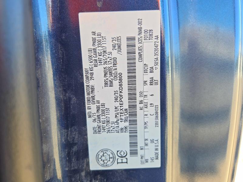 2015 Ford F150 მანქანა იყიდება აუქციონზე, vin: 1FTEX1EP0FKD85800, აუქციონის ნომერი: 68631416