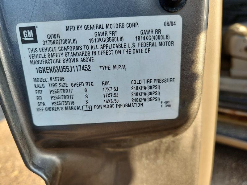 Auction sale of the 2005 Gmc Yukon, vin: 1GKEK63U55J117452, lot number: 67122416