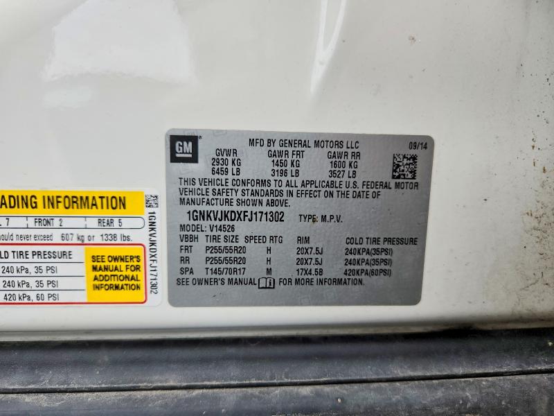 66554116 :رقم المزاد ، 1GNKVJKDXFJ171302 vin ، 2015 Chevrolet Traverse مزاد بيع