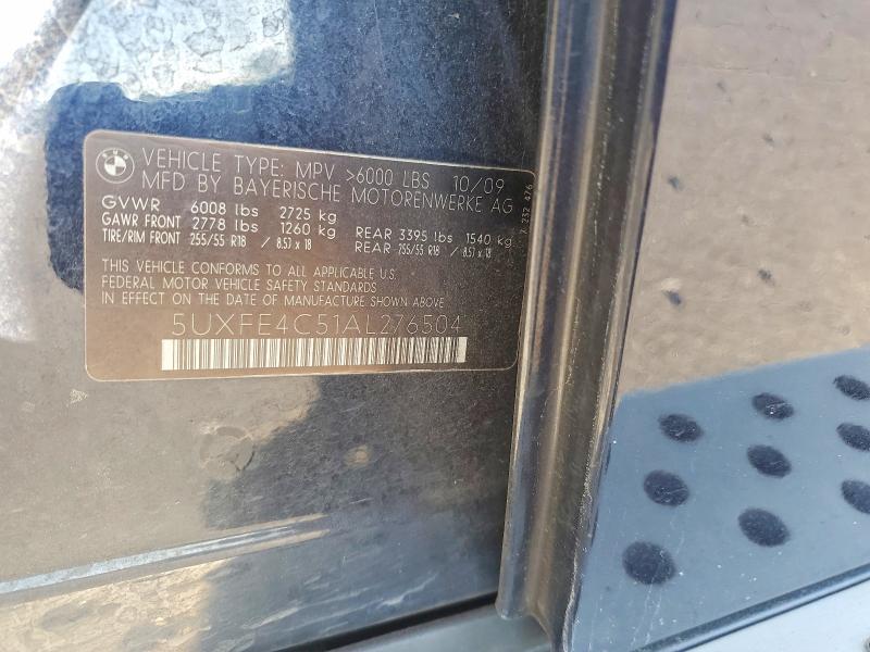 67708226 :رقم المزاد ، 5UXFE4C51AL276504 vin ، 2010 Bmw X5 مزاد بيع