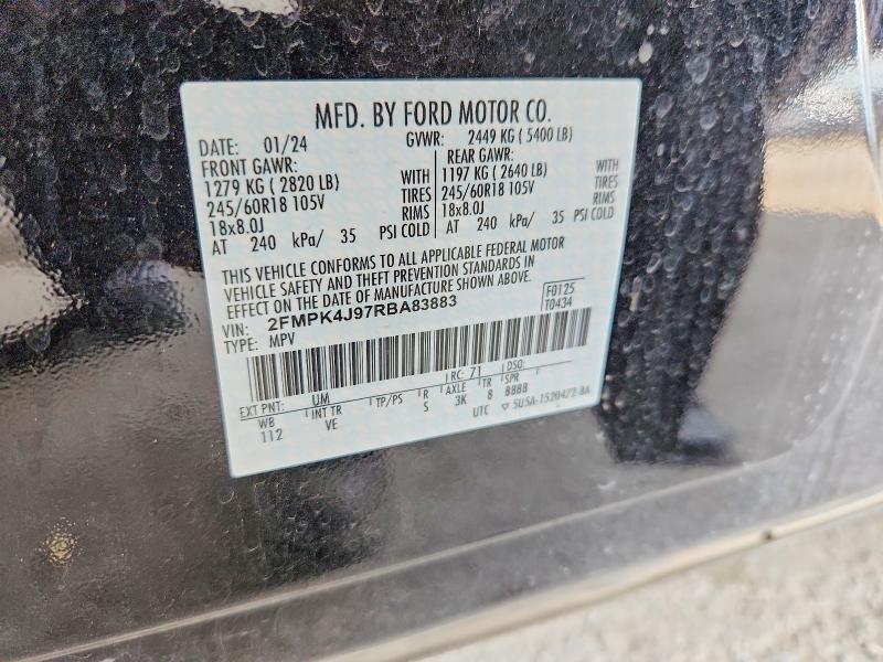 68042216 :رقم المزاد ، 2FMPK4J97RBA83883 vin ، 2024 Ford Edge مزاد بيع