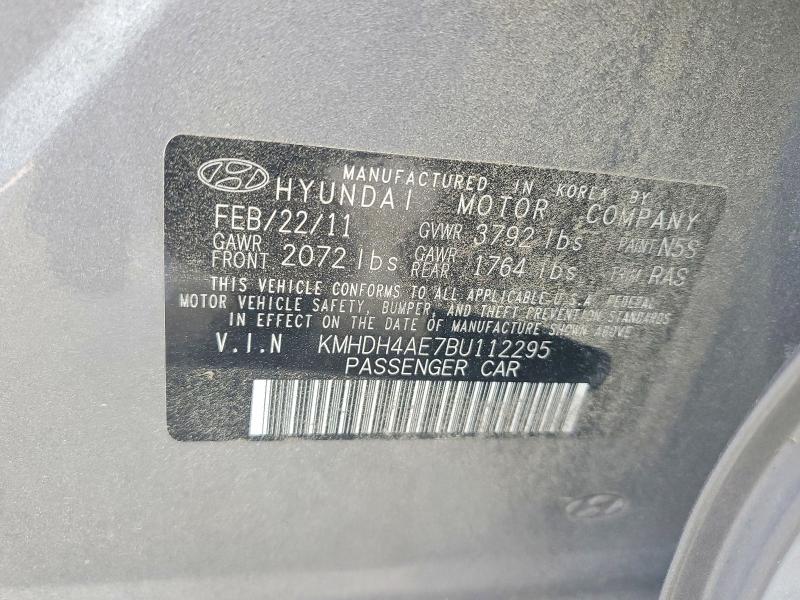 2011 Hyundai Elantra მანქანა იყიდება აუქციონზე, vin: KMHDH4AE7BU112295, აუქციონის ნომერი: 67344666