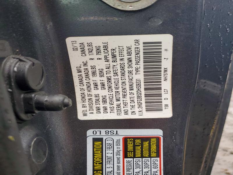 Продажа на аукционе авто 2013 Honda Civic, vin: 2HGFG3B52DH506531, номер лота: 70079146