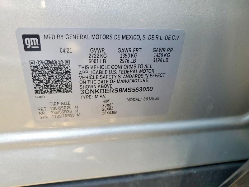 Aukcja sprzedaży 2021 Chevrolet Blazer, vin: 3GNKBERS8MS563050, numer aukcji: 69368296