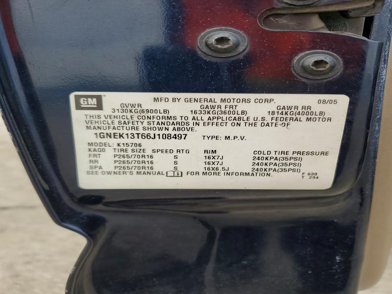 69970426 :رقم المزاد ، 1GNEK13T66J108497 vin ، 2006 Chevrolet Tahoe مزاد بيع
