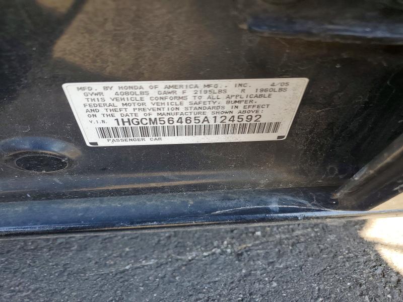 2005 Honda Accord მანქანა იყიდება აუქციონზე, vin: 1HGCM56465A124592, აუქციონის ნომერი: 68236296