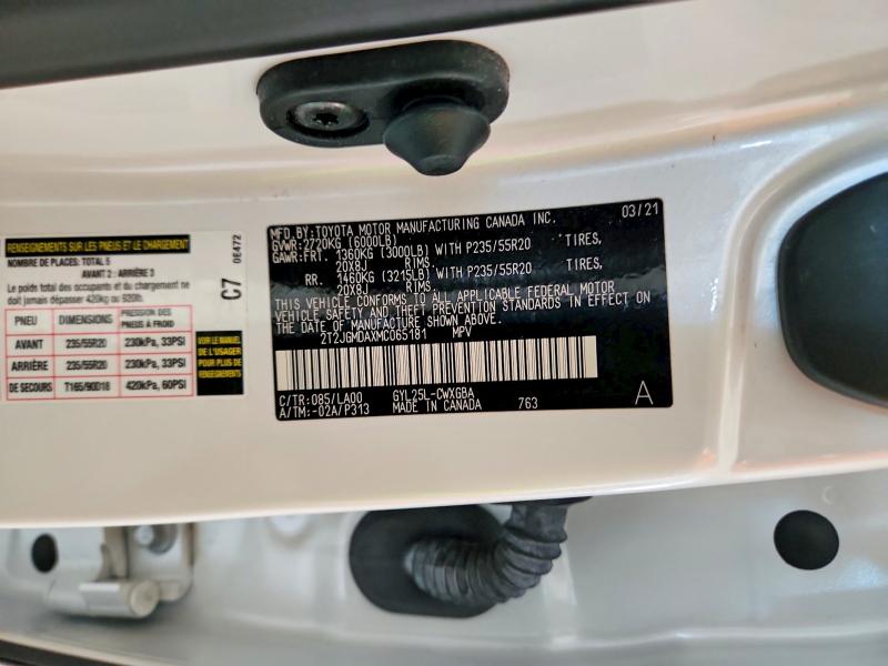 Aukcja sprzedaży 2021 Lexus Rx, vin: 2T2JGMDAXMC065181, numer aukcji: 67162346