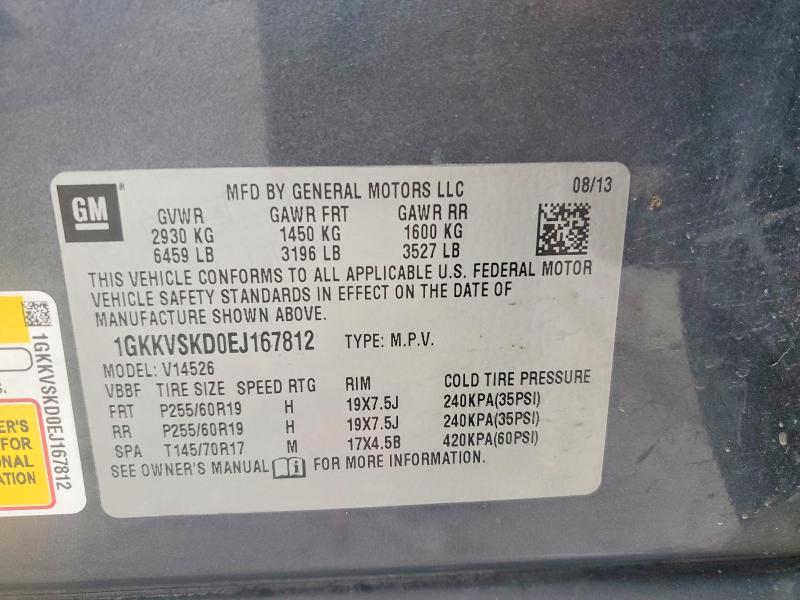 Aukcja sprzedaży 2014 Gmc Acadia, vin: 1GKKVSKD0EJ167812, numer aukcji: 66909216