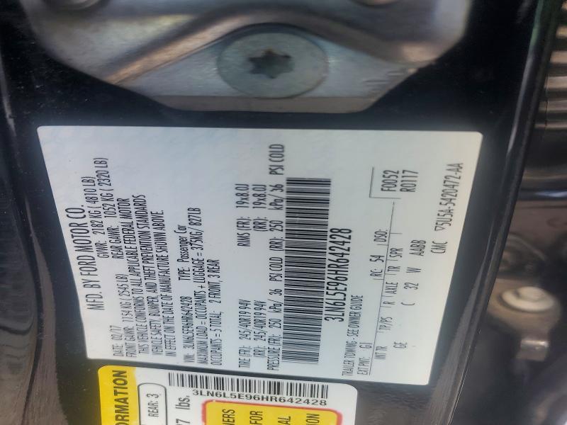 Aukcja sprzedaży 2017 Lincoln Mkz, vin: 3LN6L5E96HR642428, numer aukcji: 68166496