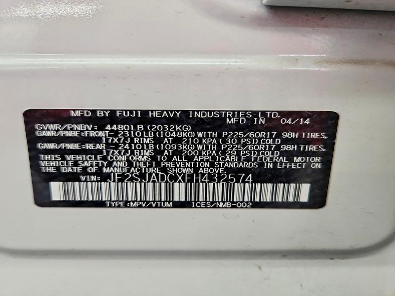 Aukcja sprzedaży 2015 Subaru Forester, vin: JF2SJADCXFH432574, numer aukcji: 69085116