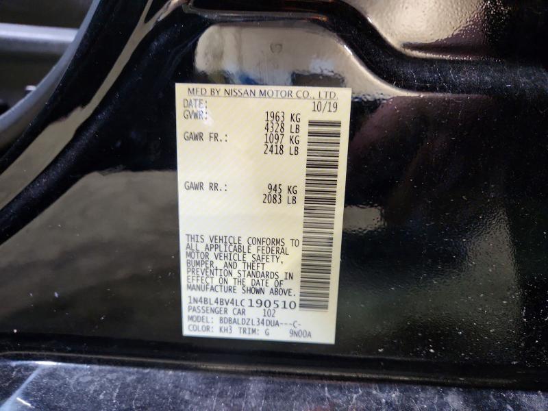 Продаж на аукціоні авто 2020 Nissan Altima, vin: 1N4BL4BV4LC190510, номер лоту: 68581546