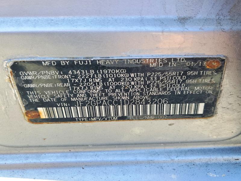 Продаж на аукціоні авто 2013 Subaru Xv Crosstrek, vin: JF2GPACC1D2843206, номер лоту: 69023956