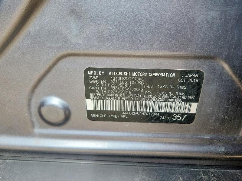 70166656 :رقم المزاد ، JA4AR3AU2HZ012844 vin ، 2017 Mitsubishi Outlander Sport مزاد بيع