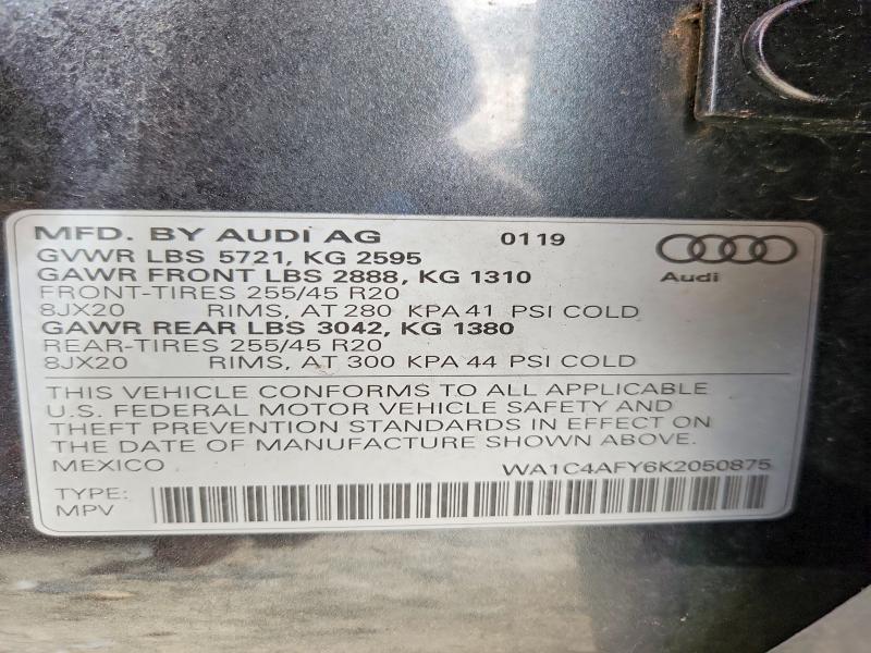 Aukcja sprzedaży 2019 Audi Sq5, vin: WA1C4AFY6K2050875, numer aukcji: 69601996