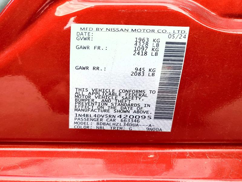 Продаж на аукціоні авто 2024 Nissan Altima, vin: 1N4BL4DV5RN420095, номер лоту: 69316346