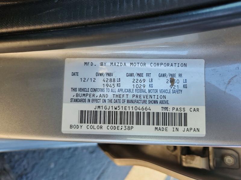 2014 Mazda 6 მანქანა იყიდება აუქციონზე, vin: JM1GJ1W51E1104664, აუქციონის ნომერი: 71101766