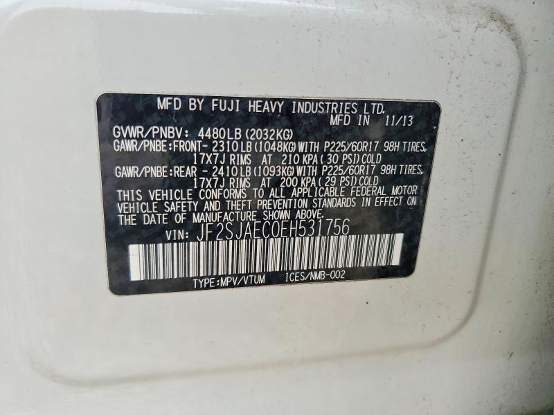 Продажа на аукционе авто 2014 Subaru Forester, vin: JF2SJAEC0EH531756, номер лота: 70094176