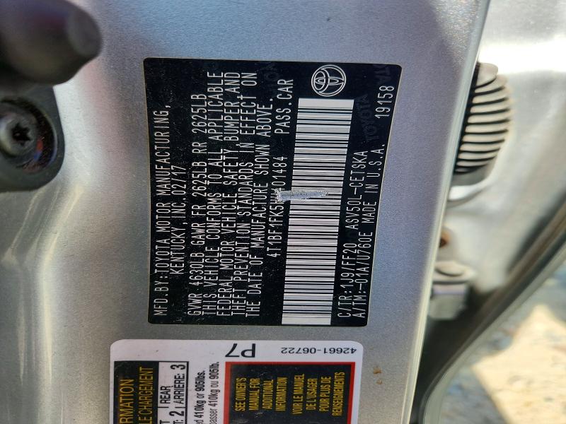 Aukcja sprzedaży 2017 Toyota Camry, vin: 4T1BF1FK5HU401484, numer aukcji: 67851126