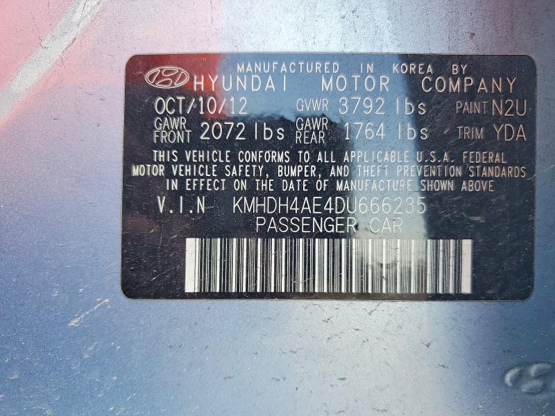 68248156 :رقم المزاد ، KMHDH4AE4DU666235 vin ، 2013 Hyundai Elantra مزاد بيع
