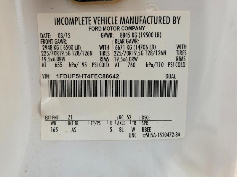 Продаж на аукціоні авто 2015 Ford 550, vin: 1FDUF5HT4FEC88642, номер лоту: 64740636