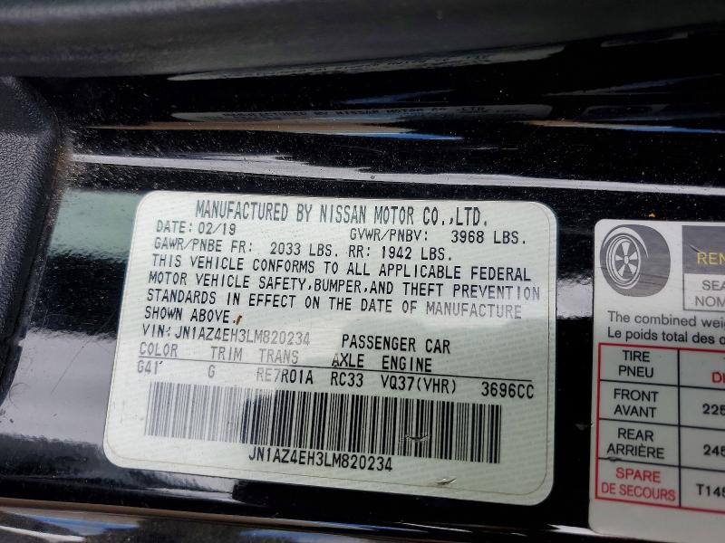Aukcja sprzedaży 2020 Nissan 370z, vin: JN1AZ4EH3LM820234, numer aukcji: 68267846
