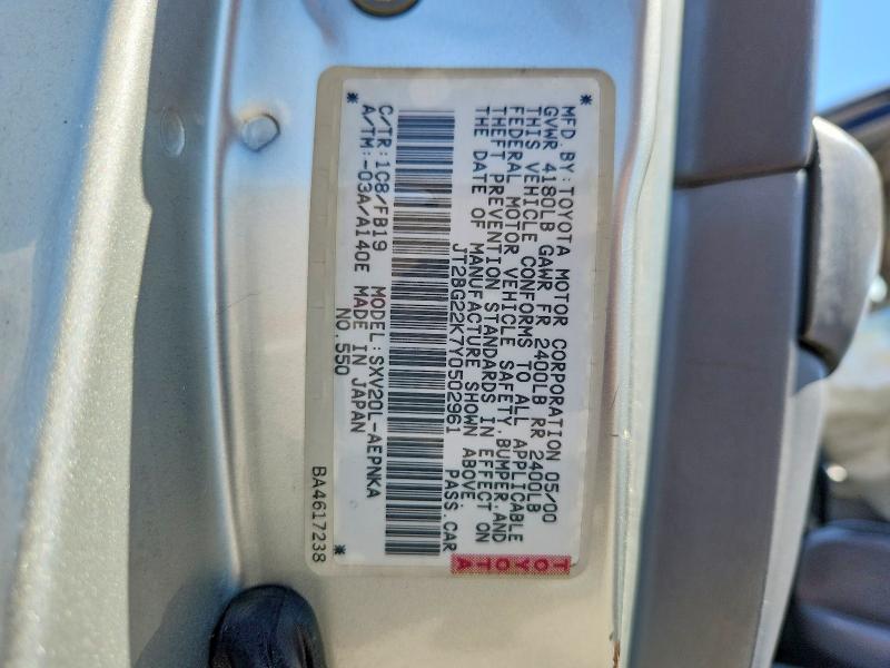Продаж на аукціоні авто 2000 Toyota Camry, vin: JT2BG22K7Y0502961, номер лоту: 70549866