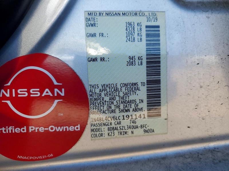 69622666 :رقم المزاد ، 1N4BL4CV6LC191141 vin ، 2020 Nissan Altima مزاد بيع