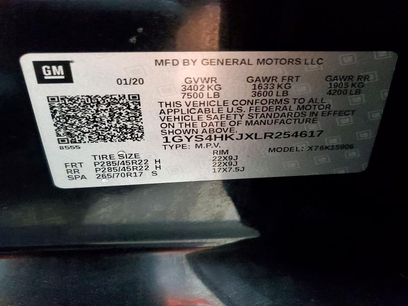 2020 Cadillac Escalade მანქანა იყიდება აუქციონზე, vin: 1GYS4HKJXLR254617, აუქციონის ნომერი: 69319236