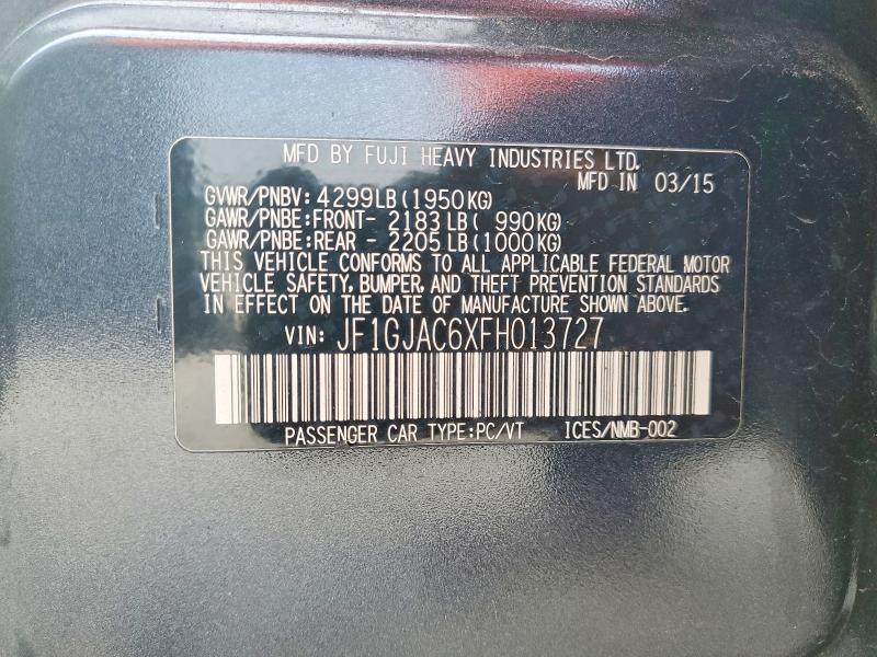 2015 Subaru Impreza მანქანა იყიდება აუქციონზე, vin: JF1GJAC6XFH013727, აუქციონის ნომერი: 69558506