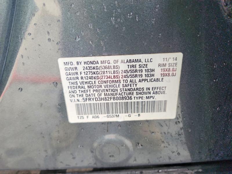 2015 Acura Mdx მანქანა იყიდება აუქციონზე, vin: 5FRYD3H82FB008936, აუქციონის ნომერი: 70037116