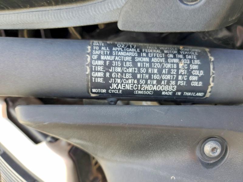 Продажа на аукционе авто 2017 Kawasaki En650, vin: JKAENEC12HDA00883, номер лота: 67463346