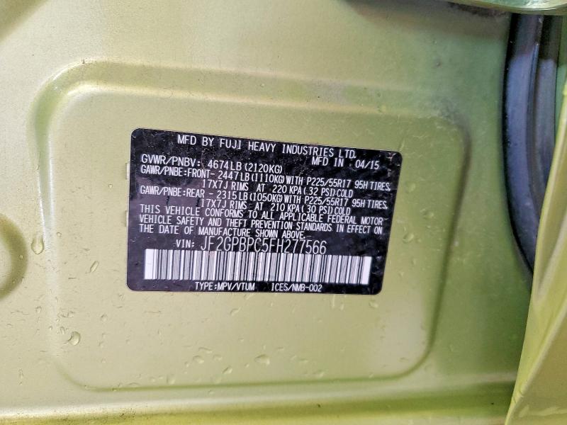 Aukcja sprzedaży 2015 Subaru Xv Crosstrek, vin: JF2GPBPC5FH277566, numer aukcji: 69365106